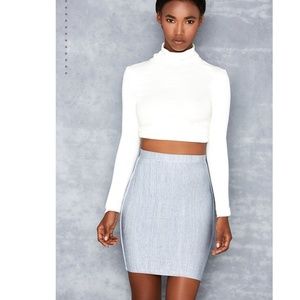 Mistress Rocks, 'Boss Baby' Stone Wash Denim Color Bandage Skirt, Size XS